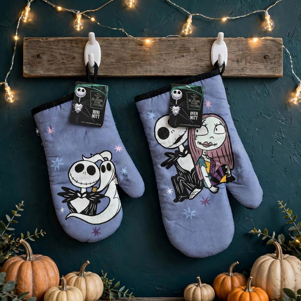 Disney Nightmare Before Christmas Oven Mitt Mini Mitt Set NWT Jack Sally Zero